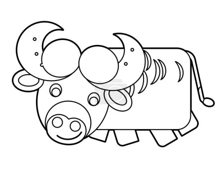 Photo for Cartoon happy farm animal cheerful buffalo isolated illustration for kids - Royalty Free Image