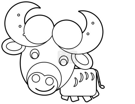Foto de Dibujos animados feliz granja animal alegre búfalo aislado ilustración para niños - Imagen libre de derechos