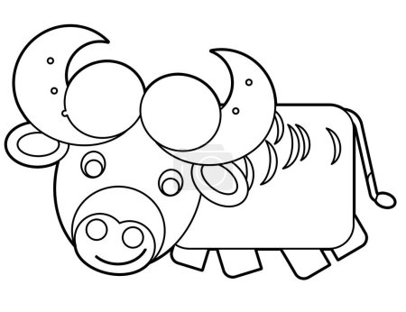 Photo for Cartoon happy farm animal cheerful buffalo isolated illustration for kids - Royalty Free Image