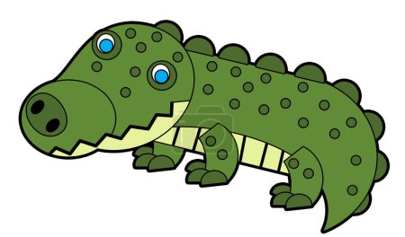 Foto de Escena de dibujos animados con cocodrilo feliz cocodrilo ilustración aislada para niños - Imagen libre de derechos