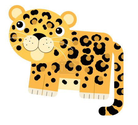 Foto de Escena de dibujos animados con gato feliz guepardo tigre aislado ilustración para niños - Imagen libre de derechos