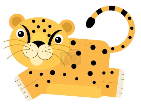Foto de Escena de dibujos animados con guepardo gato feliz sobre fondo blanco - ilustración - Imagen libre de derechos