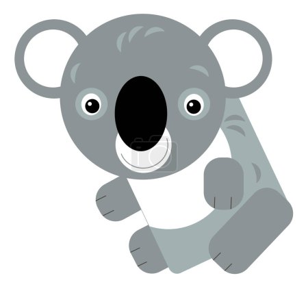 Foto de Escena australiana de dibujos animados con koala feliz y divertido sobre fondo blanco - ilustración para niños - Imagen libre de derechos