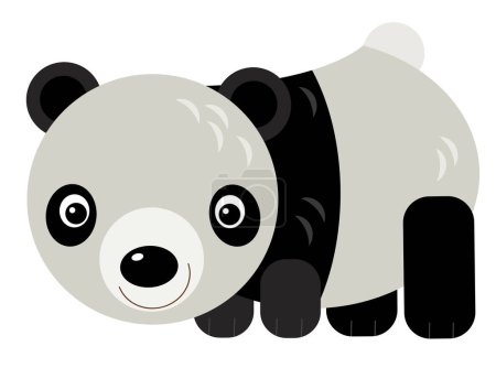 Téléchargez les photos : Dessin animé scène asiatique avec panda ours illustration isolée pour les enfants - en image libre de droit