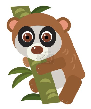 Téléchargez les photos : Dessin animé scène asiatique avec asiatique animal singe lori isolé illustration pour enfants - en image libre de droit