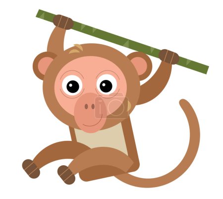 Téléchargez les photos : Dessin animé scène asiatique avec asiatique animal singe singe isolé illustration pour enfants - en image libre de droit