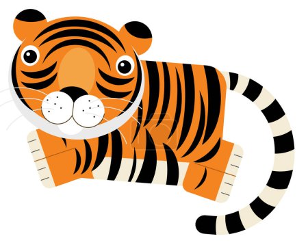 Téléchargez les photos : Dessin animé scène asiatique avec heureux chat tigre isolé illustration pour les enfants - en image libre de droit