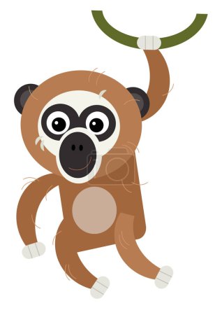 Téléchargez les photos : Dessin animé scène asiatique avec asiatique animal singe singe isolé illustration pour enfants - en image libre de droit