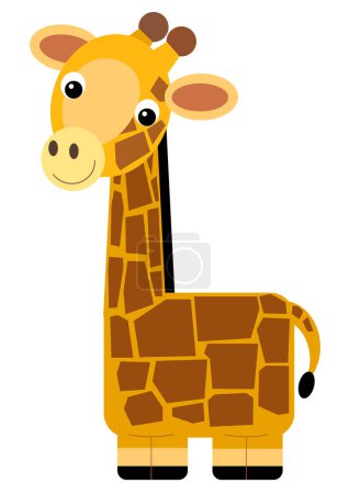 Foto de Escena de dibujos animados con jirafa feliz safari ilustración aislada para niños - Imagen libre de derechos