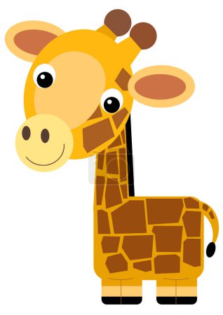 Foto de Escena de dibujos animados con jirafa feliz safari ilustración aislada para niños - Imagen libre de derechos