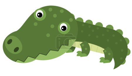 Foto de Escena de dibujos animados con cocodrilo feliz cocodrilo aislado safari ilustración para niños - Imagen libre de derechos