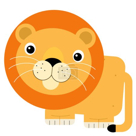 Téléchargez les photos : Scène de dessin animé avec heureux chat lion isolé safari illustration pour les enfants - en image libre de droit