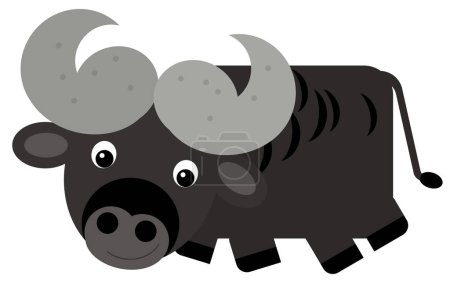 Photo for Cartoon happy farm animal cheerful buffalo isolated isolated safari illustration for kids - Royalty Free Image