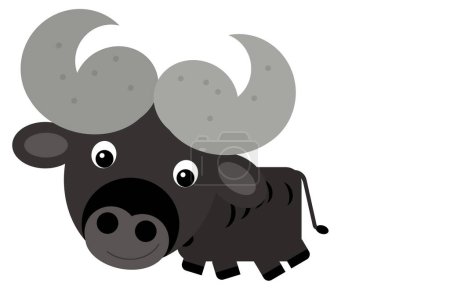 Photo for Cartoon happy farm animal cheerful buffalo isolated isolated safari illustration for kids - Royalty Free Image