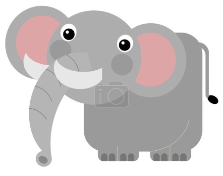Photo for Cartoon wild animal happy young elephant isolated illustration for kids - Royalty Free Image