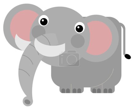 Téléchargez les photos : Dessin animé animal sauvage heureux jeune éléphant illustration isolée pour les enfants - en image libre de droit