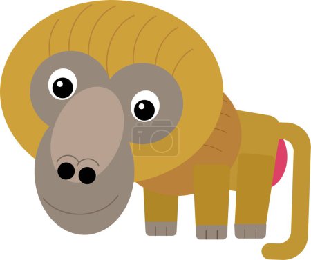 Foto de Escena de dibujos animados con mono mono mono babuino safari aislado ilustración para niños - Imagen libre de derechos