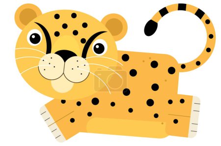 Foto de Escena de dibujos animados con gato tropical feliz guepardo ilustración aislada para niños - Imagen libre de derechos