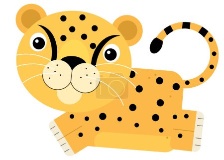 Foto de Escena de dibujos animados con gato tropical feliz guepardo ilustración aislada para niños - Imagen libre de derechos