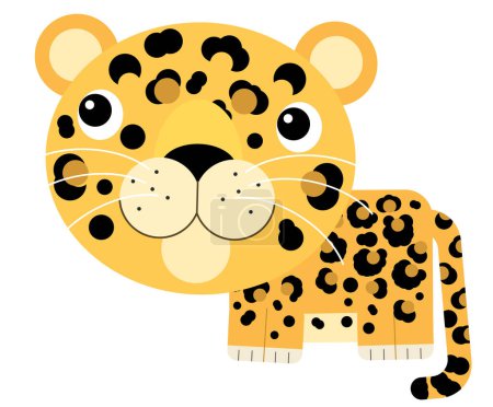 Foto de Escena de dibujos animados con feliz gato tropical jaguar guepardo ilustración aislada para niños - Imagen libre de derechos