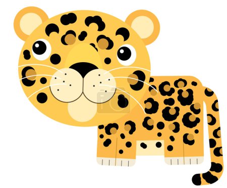 Photo for Cartoon scene with happy tropical animal cat jaguar cheetah isolated illustration for kids - Royalty Free Image