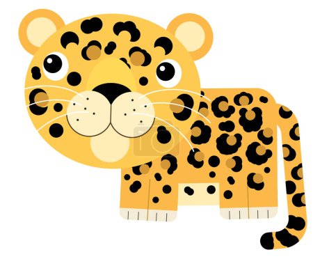 Téléchargez les photos : Scène de dessin animé avec heureux animal tropical chat jaguar guépard illustration isolée pour les enfants - en image libre de droit