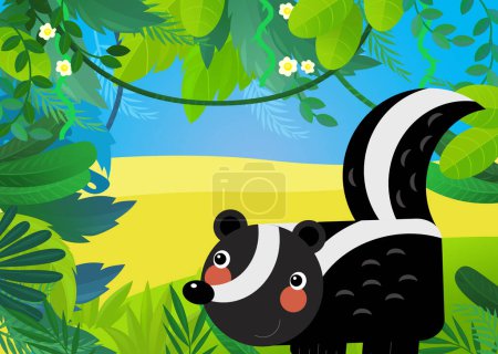 Photo for Cartoon scene with forest and anima skunk illustration for kids - Royalty Free Image