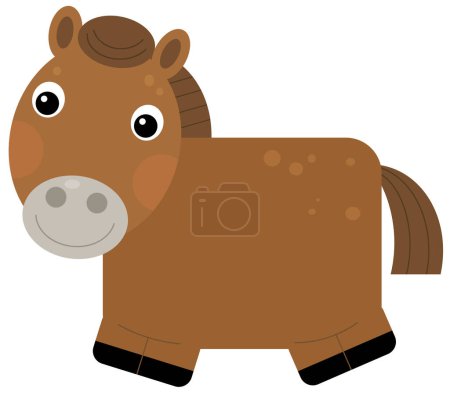 Téléchargez les photos : Dessin animé heureux cheval étalon poney illustration isolée pour les enfants - en image libre de droit
