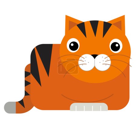 Photo for Cartoon scene with happy cat doing something looking isolated illustration for kids - Royalty Free Image