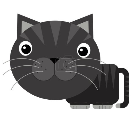 Téléchargez les photos : Scène de dessin animé avec chat heureux faire quelque chose de recherche illustration isolée pour les enfants - en image libre de droit