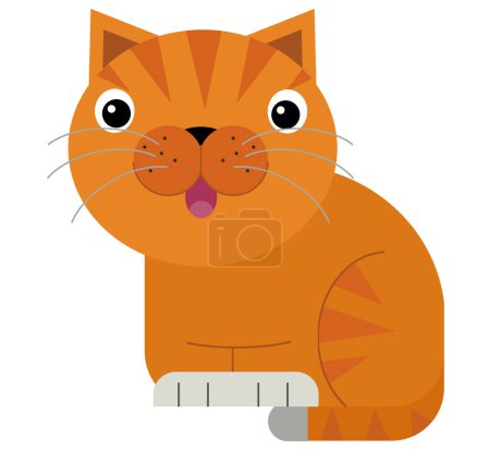 Photo for Cartoon scene with happy cat doing something looking isolated illustration for kids - Royalty Free Image