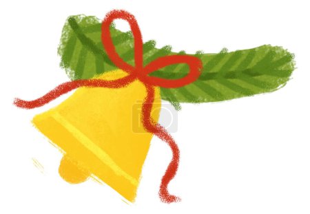 Téléchargez les photos : Scène de dessin animé avec des ornements de fête de Noël de la nature comme cone de pin twig sapin illustration pour les enfants - en image libre de droit