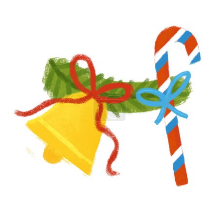 Foto de Escena de dibujos animados con colorido regalo de Navidad o para diferentes ocasiones de vacaciones ilustración para niños - Imagen libre de derechos
