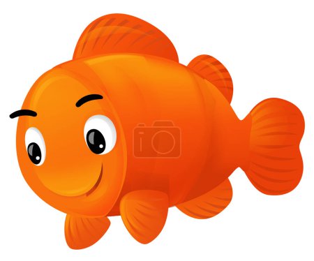 Téléchargez les photos : Scène de dessin animé avec poisson corail heureux ou poisson d'or nageant illustation isolé pour les enfants - en image libre de droit