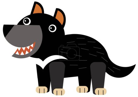 Photo for Cartoon australian scene with animal tasmanian devil on white background illustration for kids - Royalty Free Image