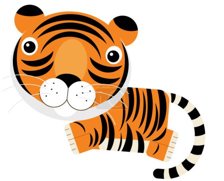 Foto de Dibujos animados asiático escena con feliz divertido gato tigre aislado ilustración para niños - Imagen libre de derechos