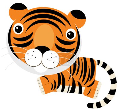 Foto de Dibujos animados asiático escena con feliz divertido gato tigre aislado ilustración para niños - Imagen libre de derechos