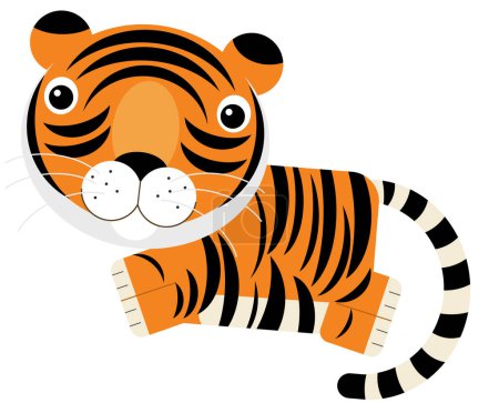Téléchargez les photos : Dessin animé scène asiatique avec heureux drôle chat tigre isolé illustration pour les enfants - en image libre de droit