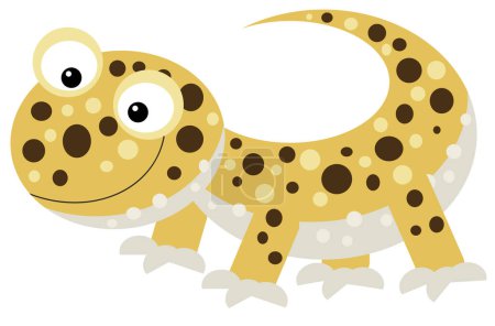 Photo for Cartoon happy and funny lizard gecko looking and smiling isolated illustration for kids - Royalty Free Image