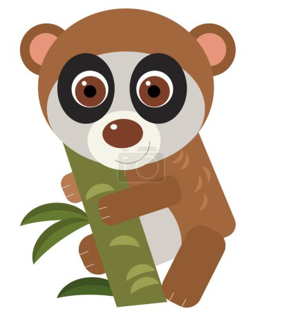 Téléchargez les photos : Dessin animé scène asiatique avec asiatique animal singe lori sur fond blanc illustration pour les enfants - en image libre de droit