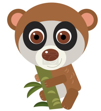 Foto de Dibujos animados escena asiática con lori mono animal asiático sobre fondo blanco ilustración para niños - Imagen libre de derechos