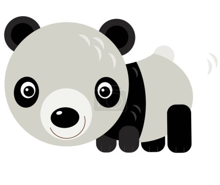 Téléchargez les photos : Dessin animé scène asiatique avec panda ours sur fond blanc illustration pour les enfants - en image libre de droit