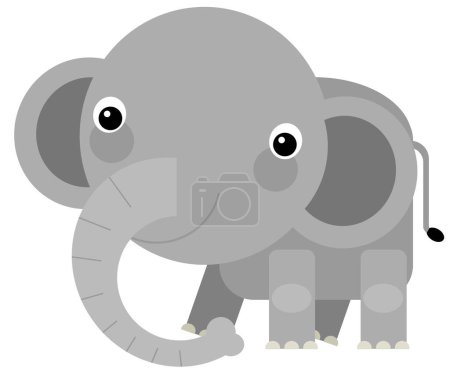 Photo for Cartoon wild animal happy young elephant isolated illustration for kids - Royalty Free Image