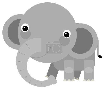 Téléchargez les photos : Dessin animé animal sauvage heureux jeune éléphant illustration isolée pour les enfants - en image libre de droit