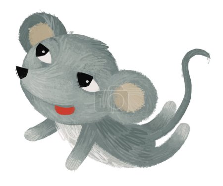 Photo for Cartoon happy scene with cheerful smiling mouse isolated illustration for kids - Royalty Free Image