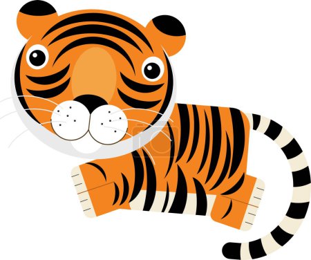 Téléchargez les photos : Dessin animé scène asiatique avec heureux drôle chat tigre isolé illustration pour les enfants - en image libre de droit