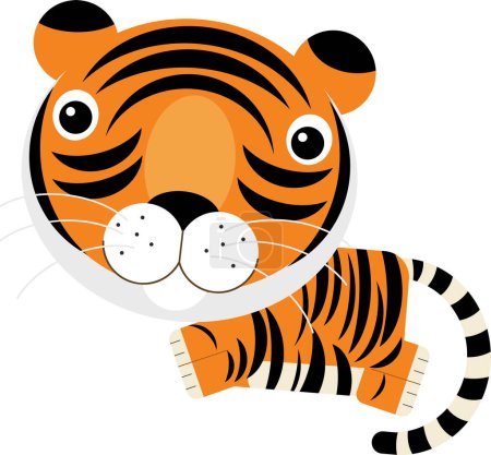 Photo for Cartoon asian scene with happy funny cat tiger isolated illustration for children - Royalty Free Image