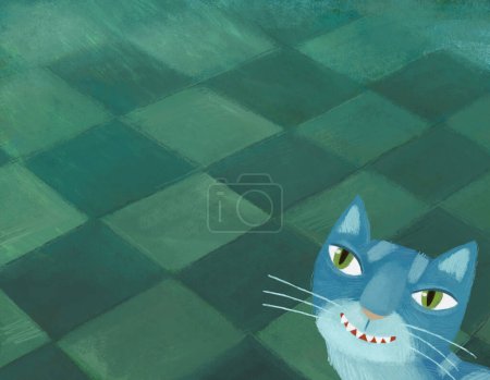 Foto de Escena de dibujos animados con gato mágico en la habitación oculta de algún castillo como ilustración de la casa para los niños - Imagen libre de derechos