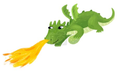 Foto de Dibujos animados feliz y divertido colorido dragón o dinosaurio ilustración aislada para niños - Imagen libre de derechos
