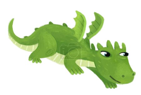 Photo for Cartoon happy and funny colorful dragon or dinosaur isolated illustration for kids - Royalty Free Image